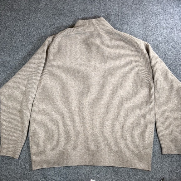 Uniqlo Mens XL Preppy Beige Ribbed Knit 1/4 Zip Sweater - Picture 11 of 11